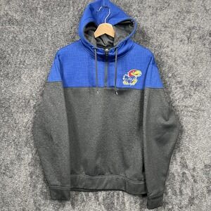 Kansas Jayhawks Colosseum 1/4 Zip Hoodie Pullover Men's Sz Large Gray Blue